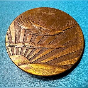 Vintage Bronze Medallion with Eagle Design